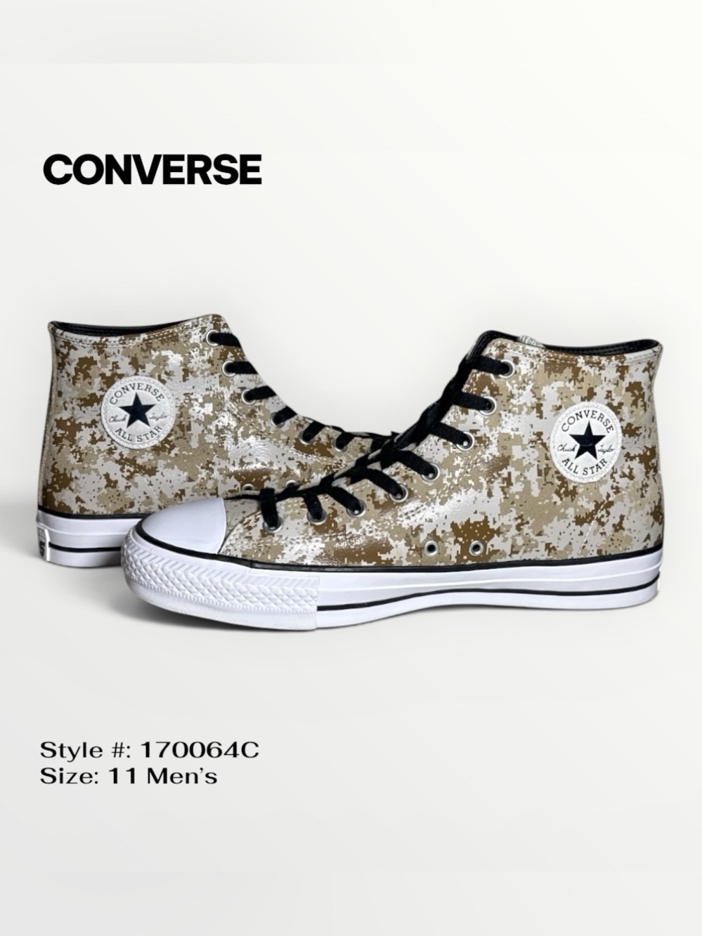 Converse Chuck Taylor Pro Digi Camo High Top Leather Men’s 11 Skate Shoes